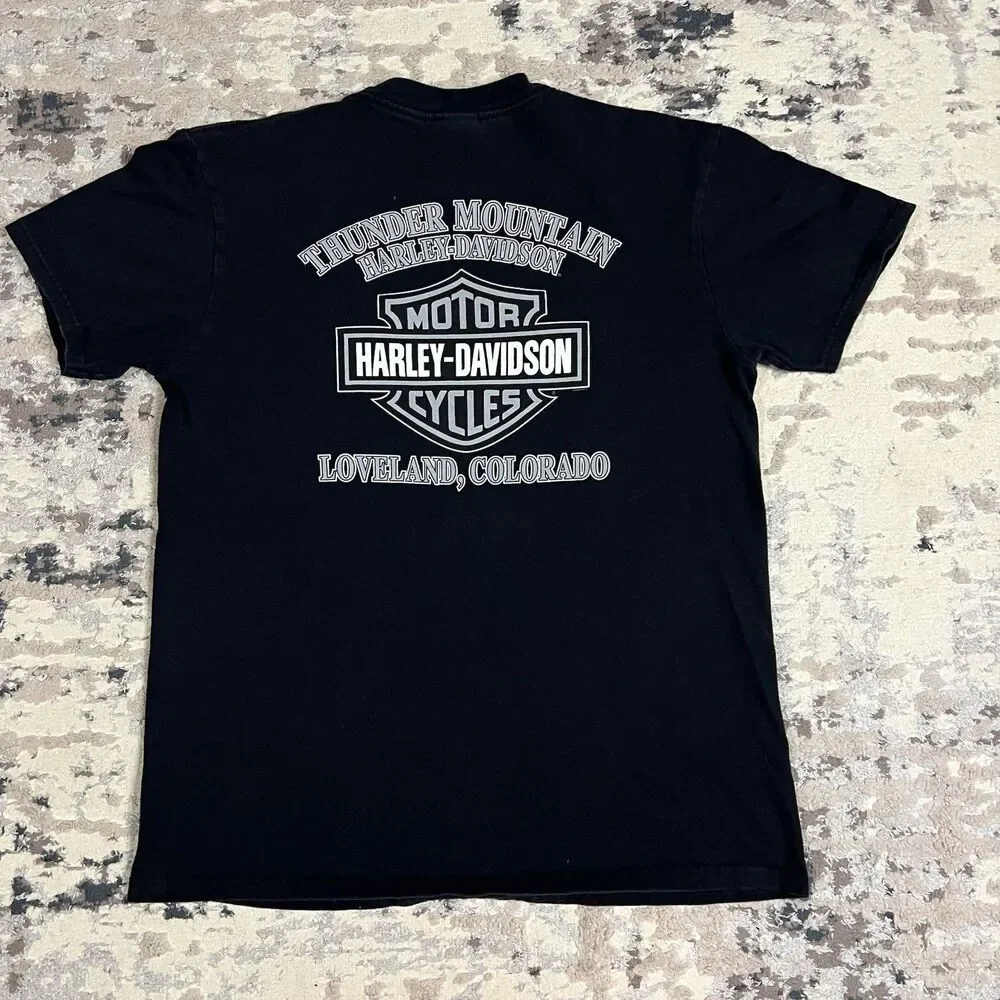 Thunder In Rockies Harley Davidson T Shirt Sz L Motorcycle Biker Loveland CO